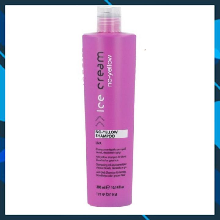 Dầu gội khử vàng INEBRYA Ice-Cream No-Yellow shampoo cho tóc nhuộm bạch kim highlight 300ml