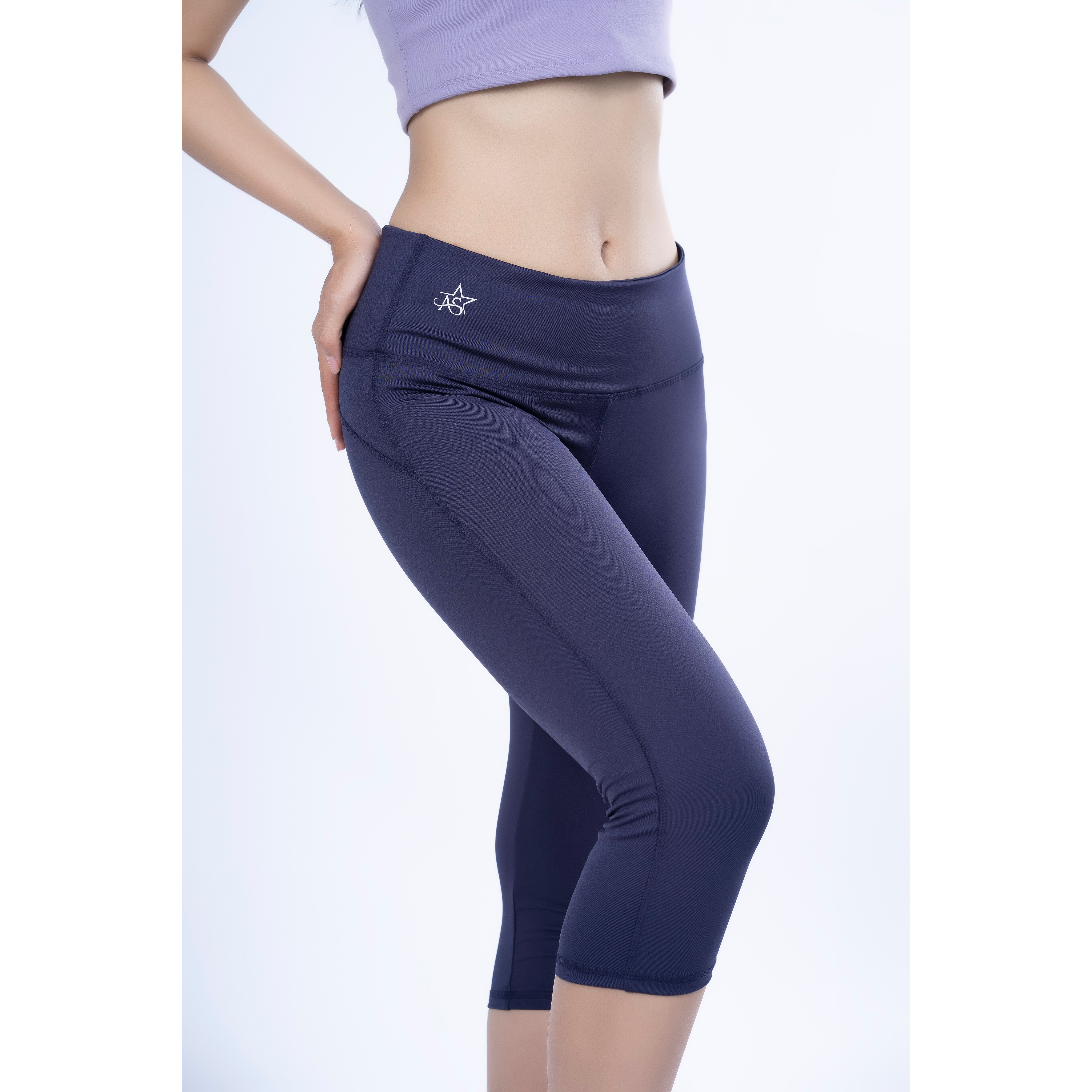 Quần lửng legging thể thao nữ trơn chỉ nổi nâng mông - QL501