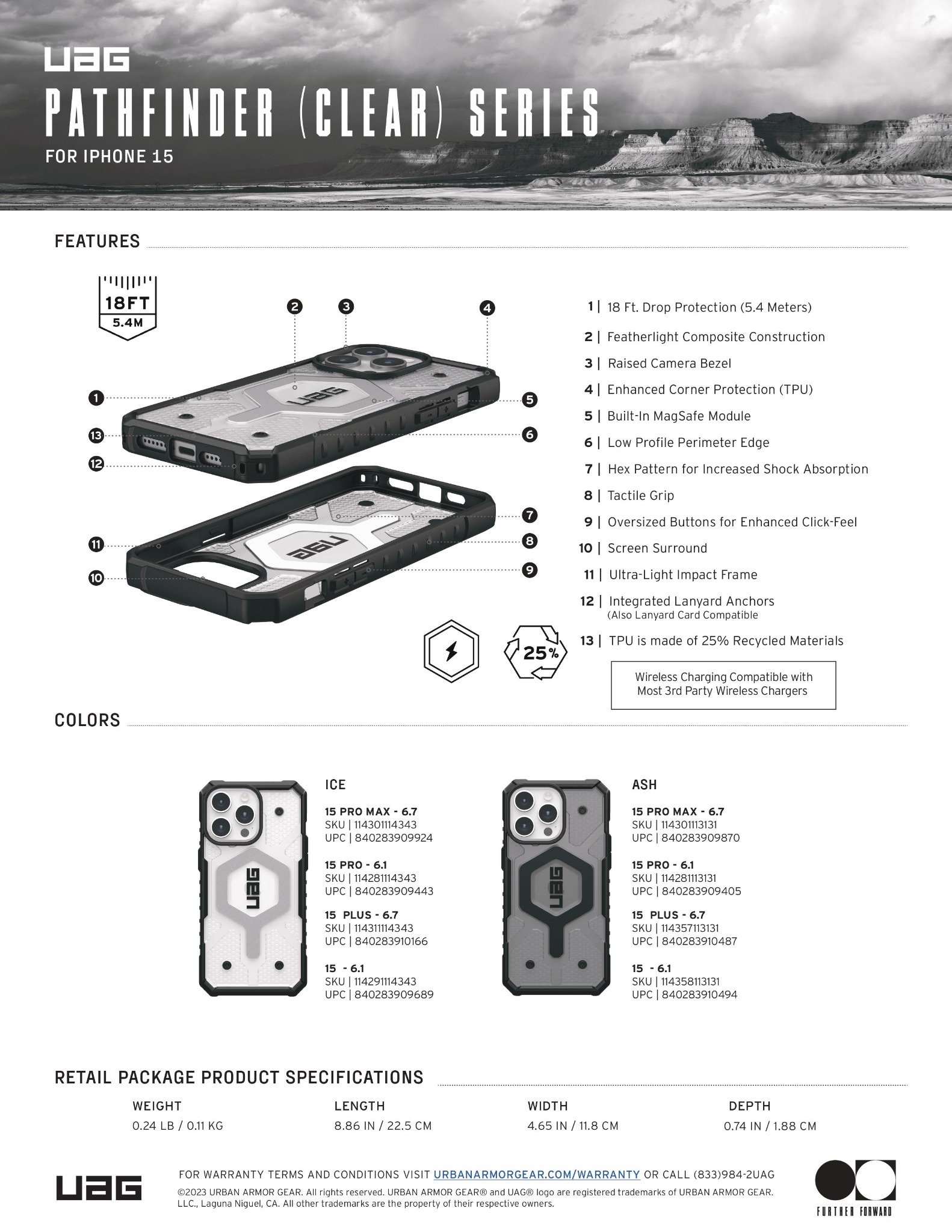 Ốp Lưng Chống Sốc UAG Pathfinder Clear Hỗ Trợ Sạc Magsafe Cho iPhone 15 - Hàng chính hãng