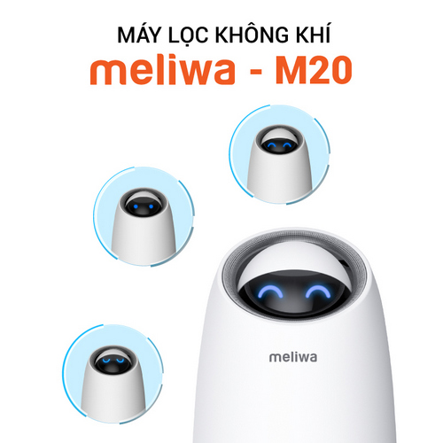 Máy lọc không khí thông minh Meliwa M20 nhỏ gọn, lọc bụi mịn, lông thú cho phòng ngủ bộ lọc HEPA giúp kháng khuẩn - Hàng Chính Hãng