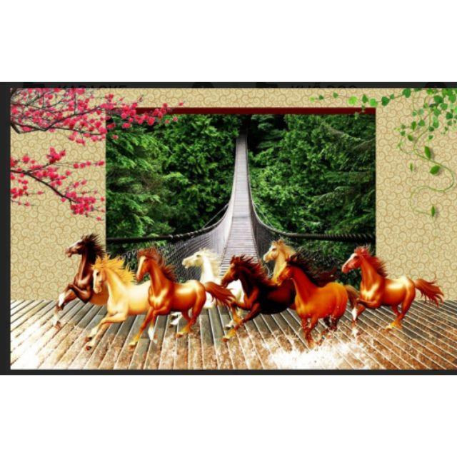 Tranh dán tường ngựa 3D mã đáo thành công
