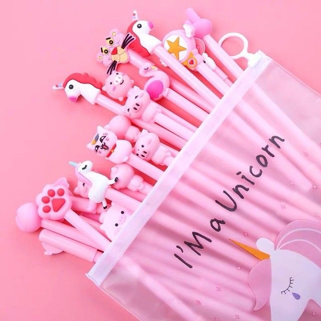 COMBO MỰC TÍM 20 CÂY BÚT BI NƯỚC HOẠT HÌNH UNICORN - JL -