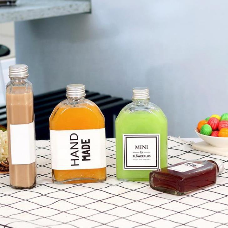 CHAI THỦY TINH VUÔNG 250ML DÁNG DẸT ĐỰNG SINH TỐ, CAFE, RƯ.ỢU