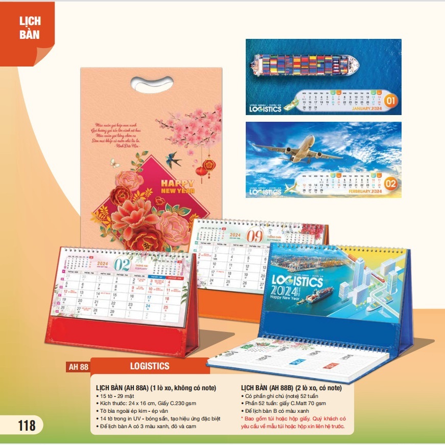 Combo 5 cuốn lịch bàn 2024 - MS AH-81 - AH-90