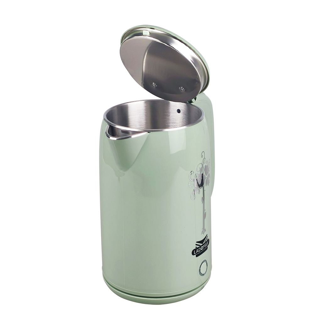 Ấm siêu tốc 2.5L Ladomax thiết kế 2 lớp với vỏ nhựa không phai màu, lòng ấm bằng inox 304 đúc nguyên khối - Hàng chính hãng