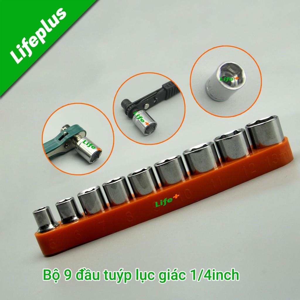 Bộ 9 đầu tuýp lục giác 1/4inch từ 5-13mm