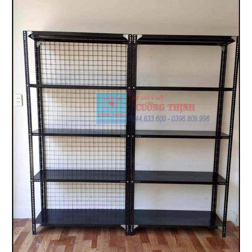 Kệ sắt v lỗ | Mâm sắt màu Đen dài 100cm, rộng 40cm CT4X10Đ