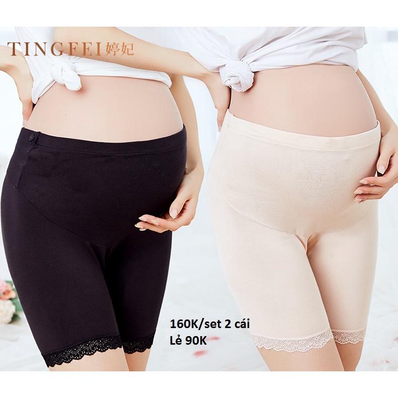 Quần bầu mặc trong váy cotton tre phối ren QLV01