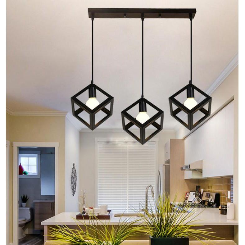Bộ đèn thả khối lập phương LP100 - kèm bóng LED và đế ốp trần