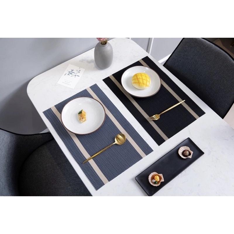 Tấm lót bàn ăn cao cấp nhựa PVC , Miếng lót đĩa chữ Nhật chống thấm nước