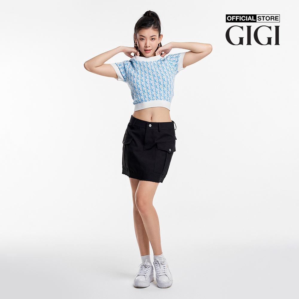 GIGI - Áo dệt kim nữ cổ tròn tay ngắn phom croptop hiện đại G1305K231701