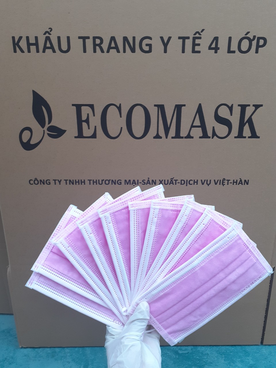 Khẩu Trang Y Tế Cao Cấp Kháng Khuẩn 4 Lớp Ecomask (Hộp 50 cái) Màu Hồng