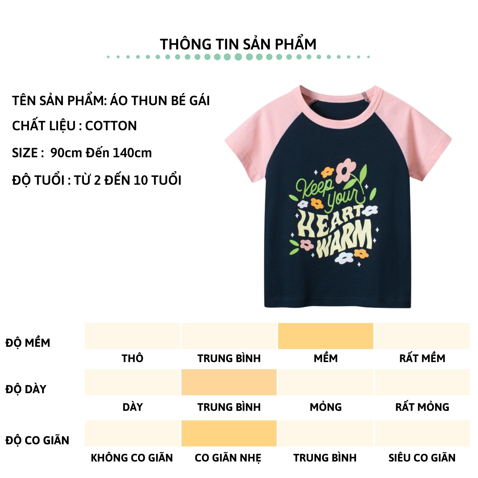 Áo thun bé gái ngắn tay 27Kids 27Home áo cộc nữ 100% Cotton cho trẻ từ 2-10 tuổi GSTS1