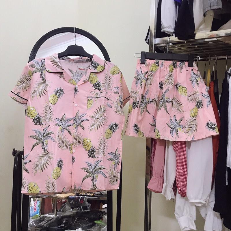 Bộ pijama hoa quả cộc đi biển, mặc nhà bo viền đẹp
