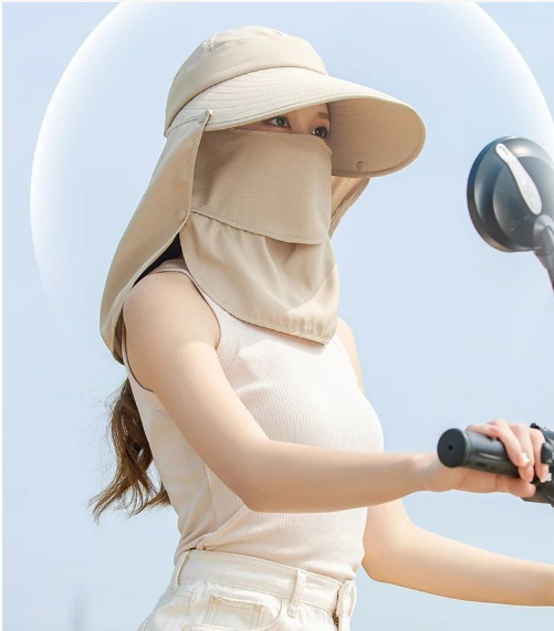 Mũ rộng vành chống nắng kèm khẩu trang 360 độ, nón nữ chống nắng tạo kiểu mới