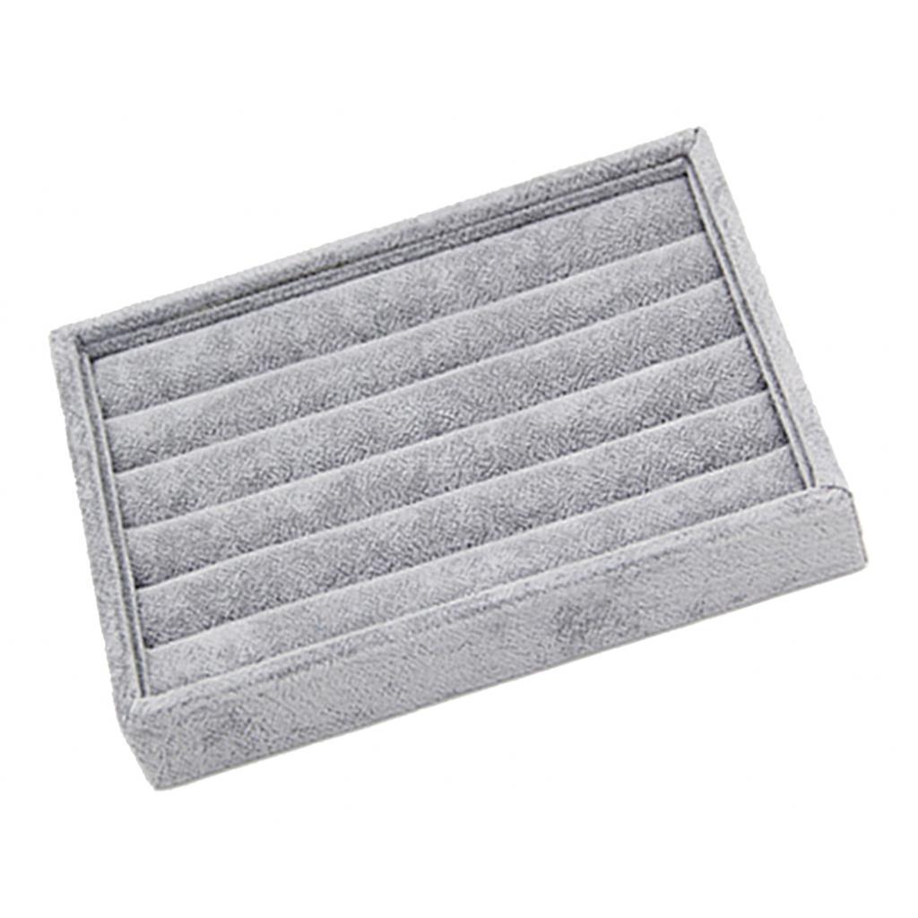 2x Velvet Bangle Display Case Tray Earring Ring Jewelry Box Organizer Grids