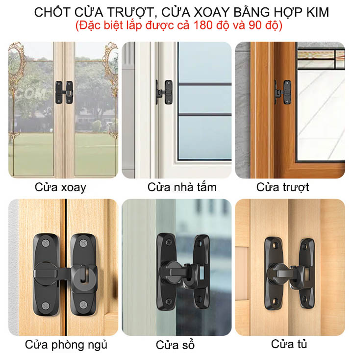 Bộ chốt khóa cài cửa chống trộm cho cửa trượt, xoay bằng hợp kim dày dặn SK03