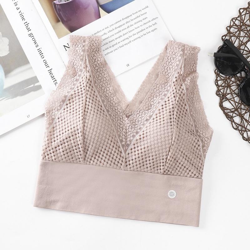 Áo ngực nữ thể thao liền mảnh phối ren cực đẹp – Áo lót ống hở lưng đệm lót cao su yoga