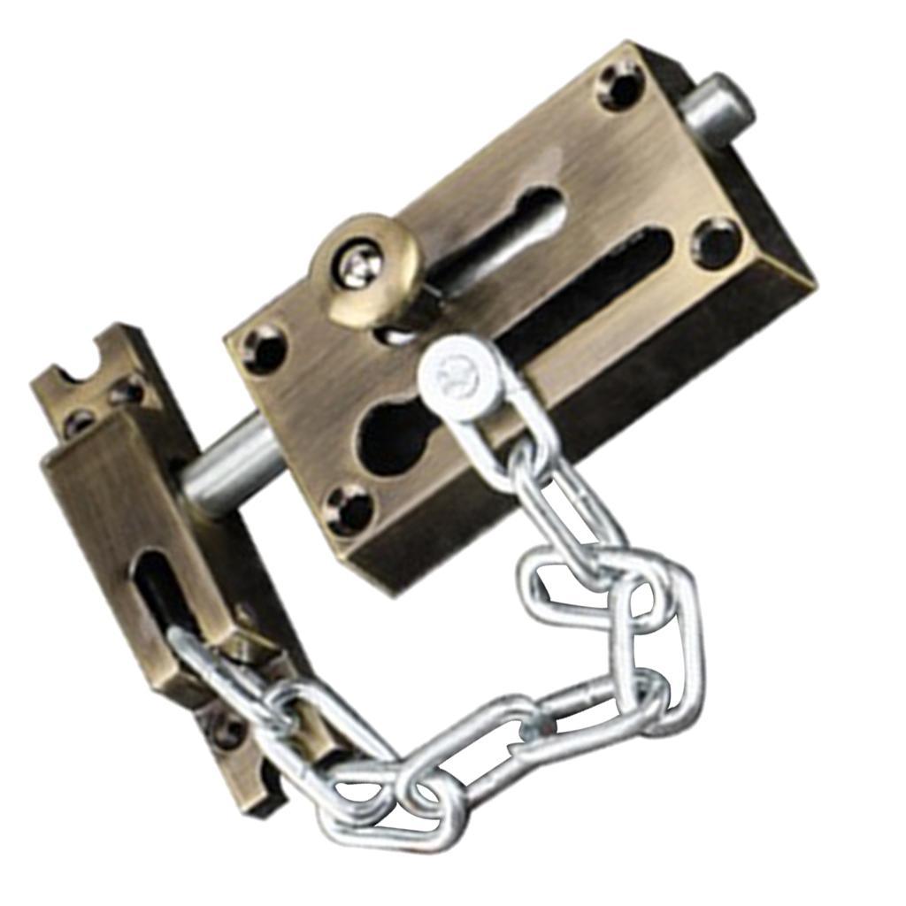 Door Lock Security Sliding Door Latch Chain Lock Fastener Latch, Bronze