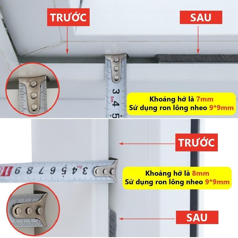 Gioăng lông nheo đế dán 7mm lông cao 12mm dán khung cửa cách âm chống ồn Gioăng Nỉ cao cấp - 0.5 Mét