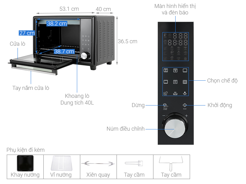 Lò nướng Electrolux EOT40DBD 40 lít hàng Chính Hãng