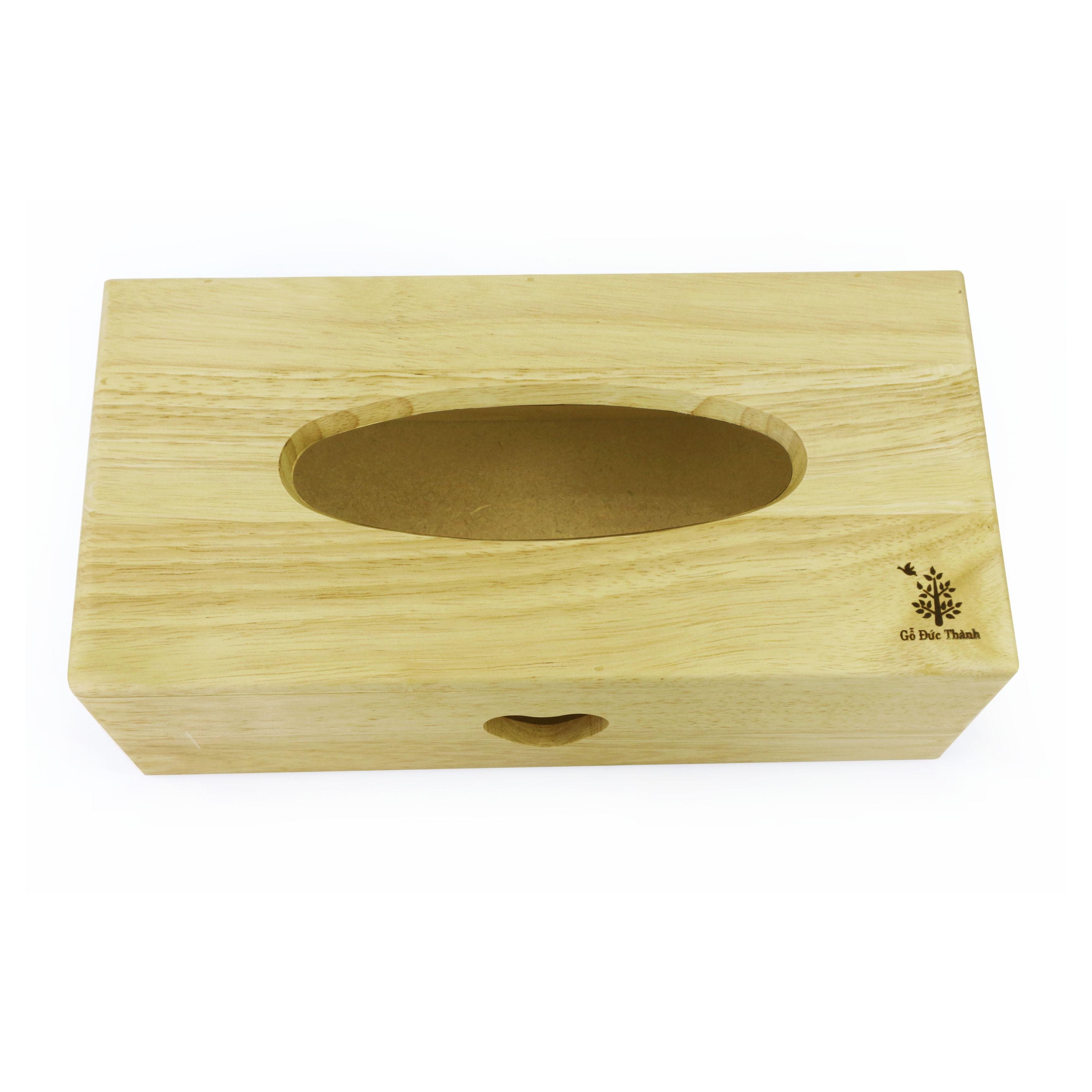 Hộp Đựng Khăn Giấy, Có Hình Lỗ Trái Tim Dễ Thương - Kích Thước 28x14x10 cm - Gỗ Đức Thành