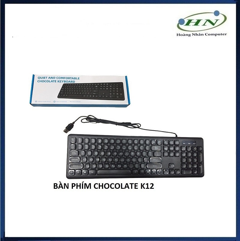 BÀN PHÍM CHOCOLATE K12 USB ĐEN DÀNH CHO NGƯỜI LÀM VĂN PHÒNG - HN