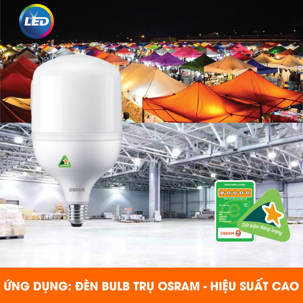 Bóng đèn LED trụ T-Bulb OSRAM E27 - Tiết kiệm điện, độ sáng cao, chất lượng ánh sáng vượt trội, bảo vệ quá nhiệt, chống xung 2.5Kv - Hàng Chính Hãng