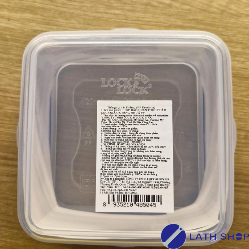 Hộp Bảo Quản Classic Lock&Lock Hình Vuông, Khóa 4 Cạnh, Nắp Có Silicone Kín Hơi, Dùng Trong Lò Vi Sóng HPL850-420ml - Hàng Chính Hãng