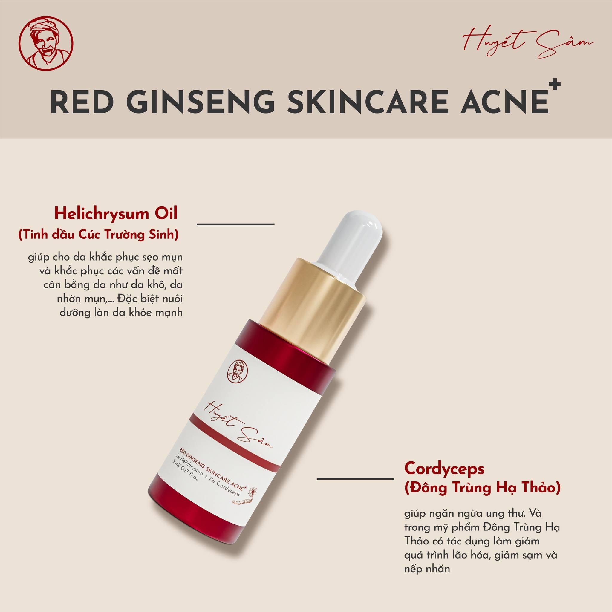 Bà Lão Huyết Sâm - RED GINSENG SKIN CARE ACNE (bản nâng cấp) giúp dưỡng da trắng sáng, kháng viêm ngừa mụn, căng bóng se khít lỗ chân lông