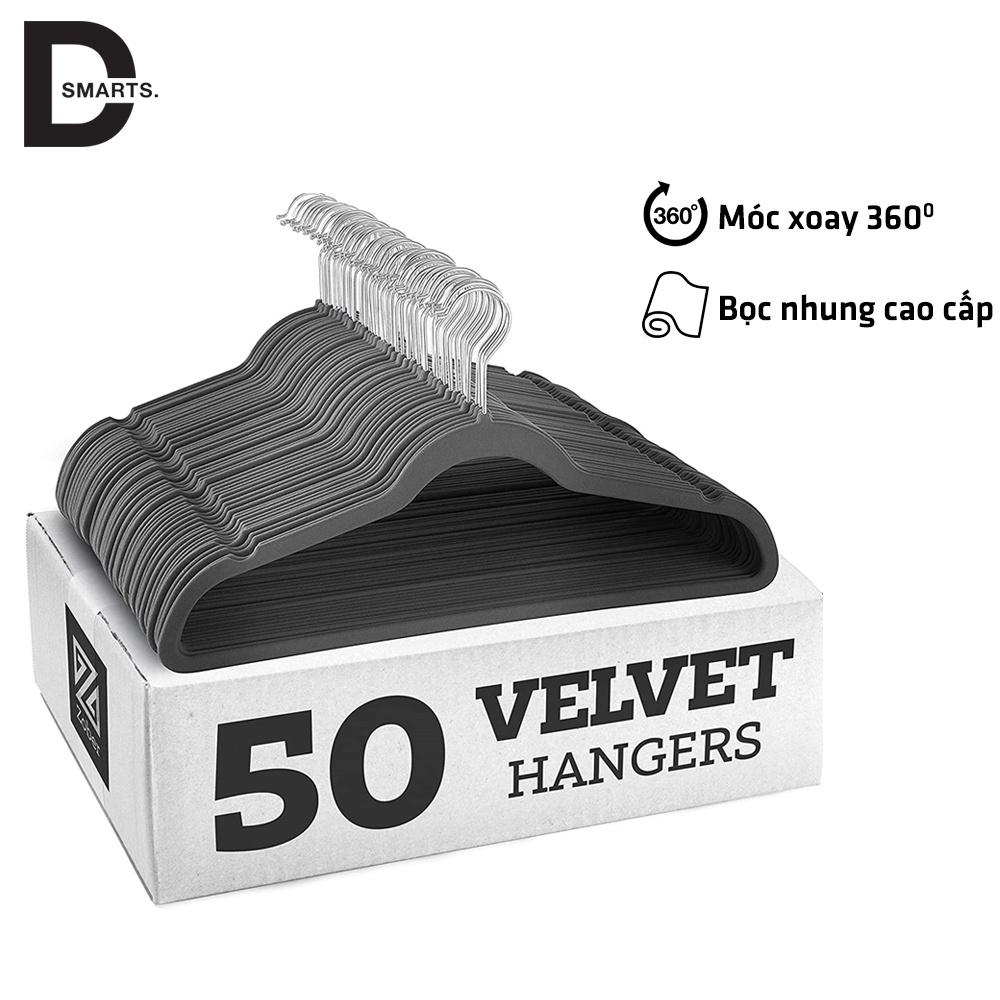 Móc treo quần áo nam nữ bọc nhung siêu mỏng chống trượt tiện dụng, xoay 360