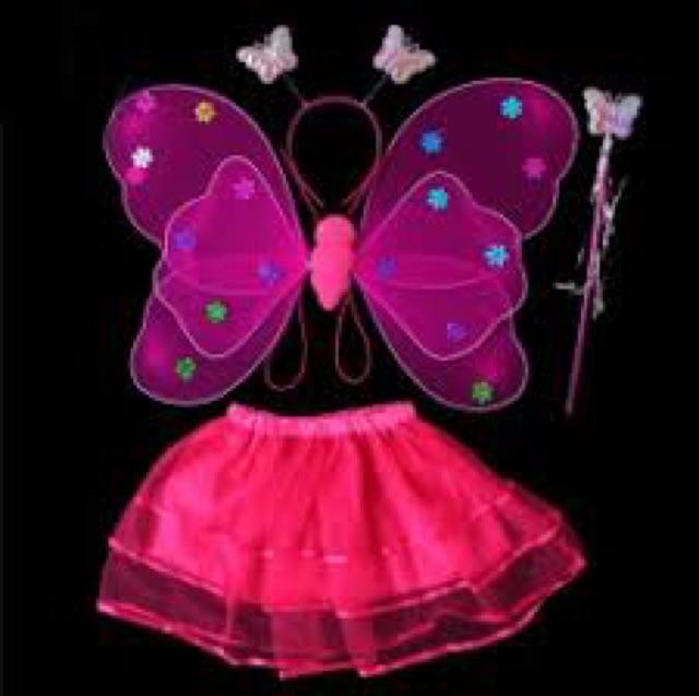 Bộ cánh bướm thiên thần kèm váy có đèn cho bé gái