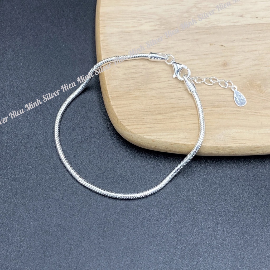 Lắc Tay Nữ Bạc Ta Nguyên Chất S99 Dây Mì Mix Charm Chính Hãng BẠC HIỂU MINH LTU615