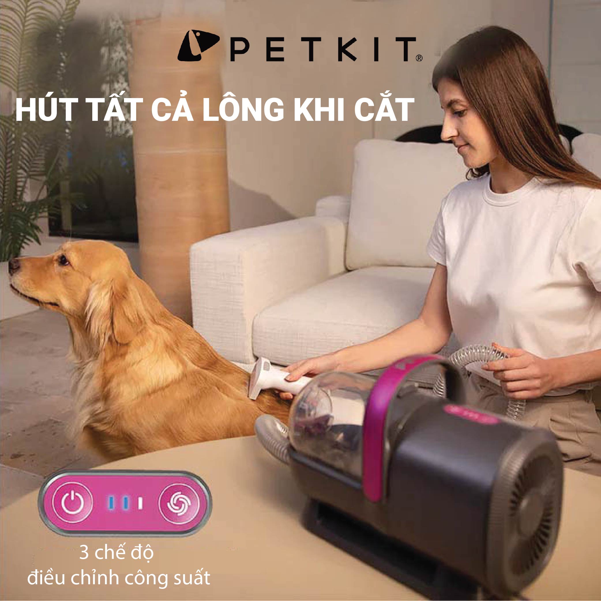 Máy Cắt, Tỉa, Hút Lông Chó Mèo Petkit 5 Công Dụng