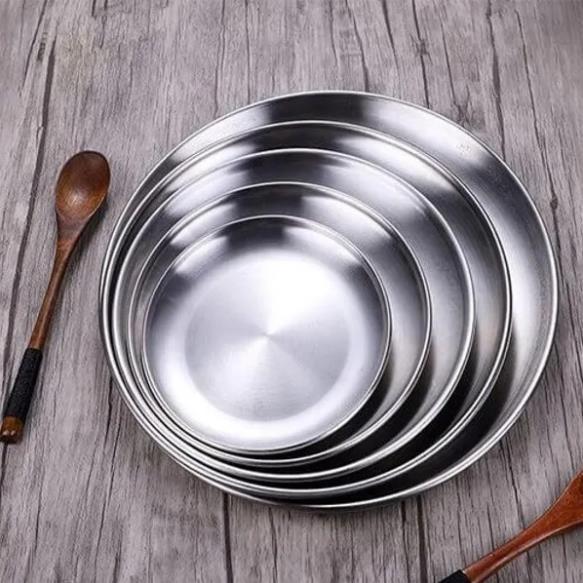 Set 5 Đĩa Inox Tròn Hàn Quốc đựng thức ăn hoa quả
