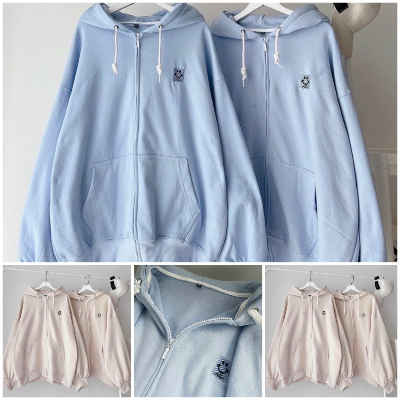 Áo Khoác Hoodie Thun Nỉ Có Nón Mũ 2 Lớp - Logo Mặt Cười Form Unisex Nam Nữ Cặp Đôi Hàn Quốc - FREESHIP RẺ ĐẸP