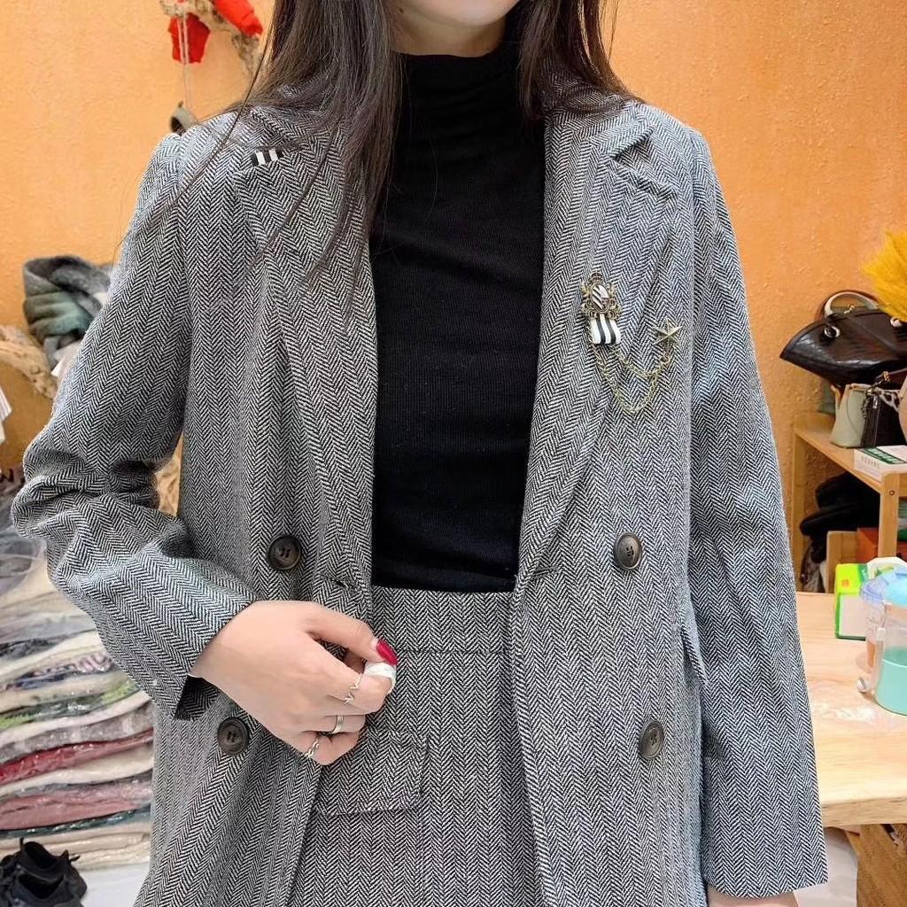 Set Blazer Kèm Quần Gỉa Váy, Áo Vest Dạ Phong Cách Hàn Quốc, Form Chuẩn Mặc Tôn Dáng