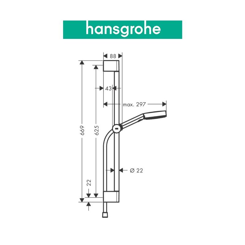 Tay sen kèm thanh trượt hansgrohe Pulsify Select S 105 3jet 24160