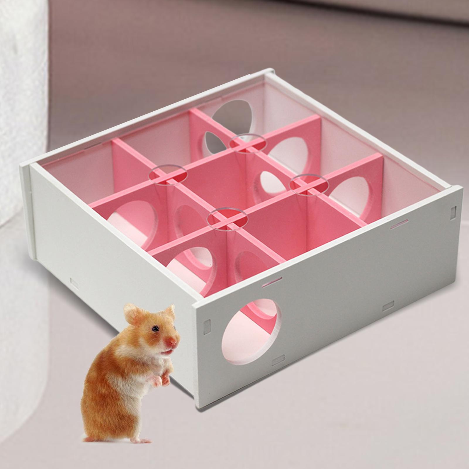 Wooden Maze Tunnel Toy with Transparent Acrylic Cover, Small Animals Gerbil Labyrinth Dwarf Hamster Play Toys