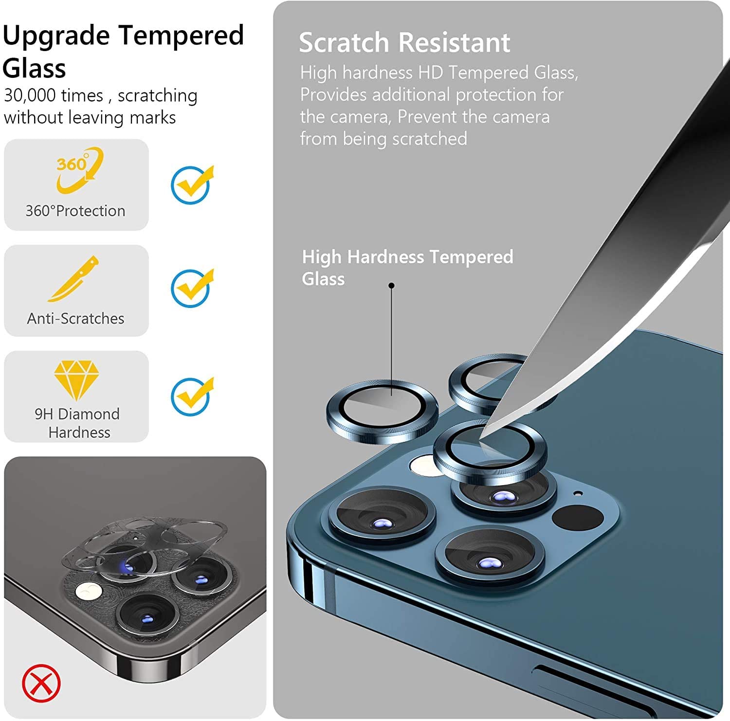 Bộ miếng dán kính cường lực bảo vệ Camera dành cho iPhone 12 Pro / iPhone 11 Pro / 11 Pro Max hiệu Wiwu Guard Lens Ring mang  lại khả năng chụp hình sắc nét full HD (độ cứng 9H, chống trầy, chống chụi & vân tay, bảo vệ toàn diện) - hàng nhập khẩu