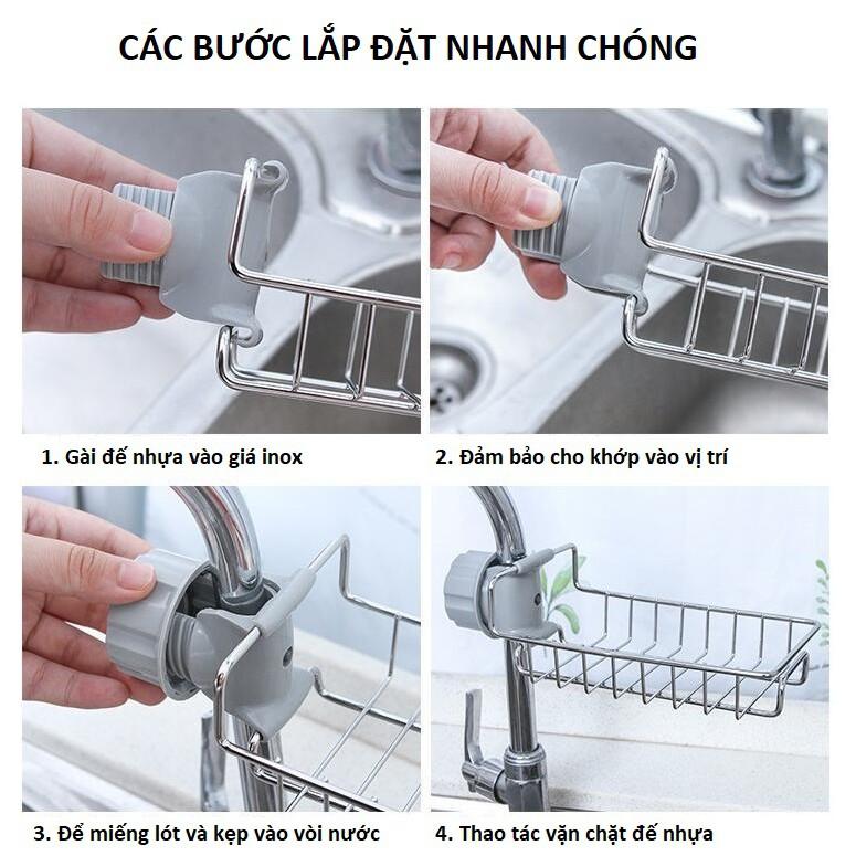 Giá Inox Treo Vòi Nước Cho Nhà Bếp, Giá Để Đồ Như Giẻ Rửa Bát, Chén Đĩa và Miếng Cọ Nồi, Chảo, TakyHome 4010