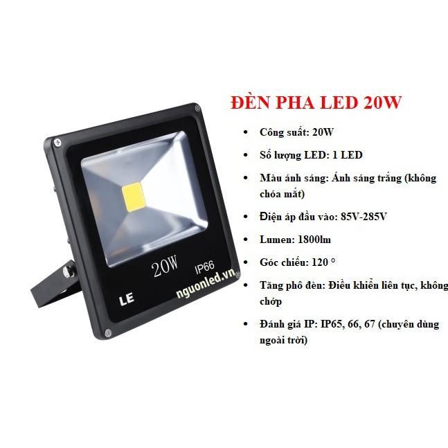 Đèn pha led 20W chất lượng, đủ watt, ánh sáng trắng, vỏ đen, siêu sáng, chiếu rộng, chiếu xa