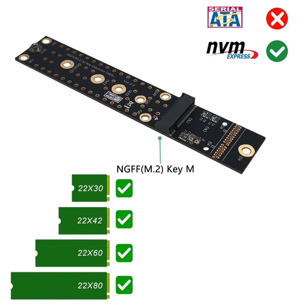 M.2 NVMe SSD Solid State Drive Extension Cable M.2 M-key High-speed SSD Extended Line Support 2230/2242/2260/2280 SSD