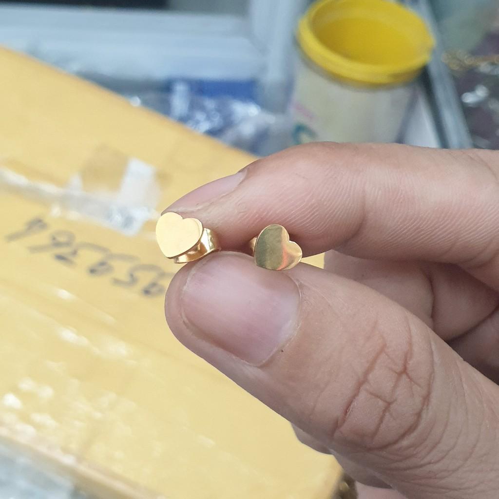Khuyên Tai Trái Tim Titanium Cao Cấp- Dùng tắm rửa thoải mái không đen