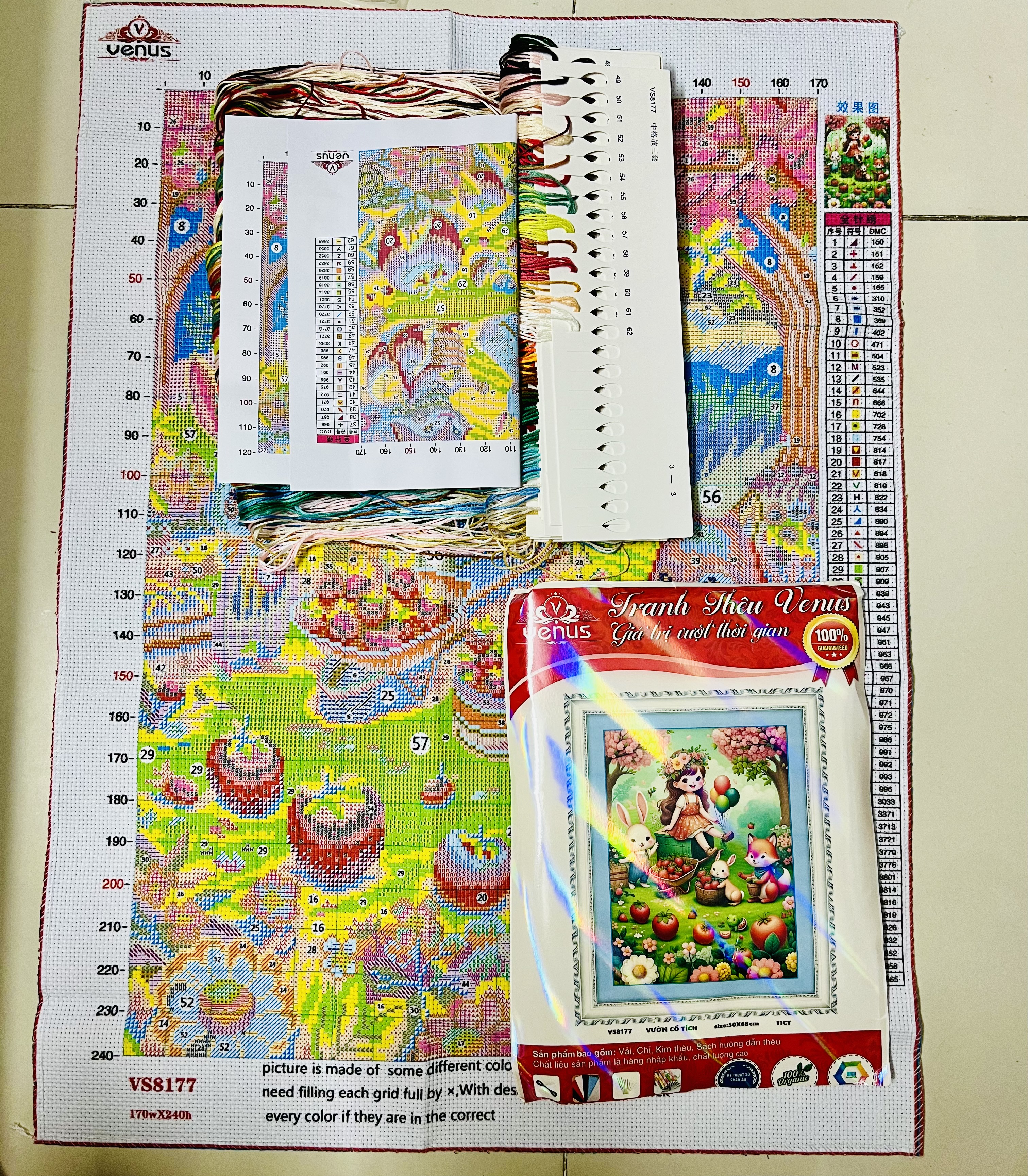 Tranh thêu kín Vườn cổ tích vs8177, kích thước 50 x 68 cm