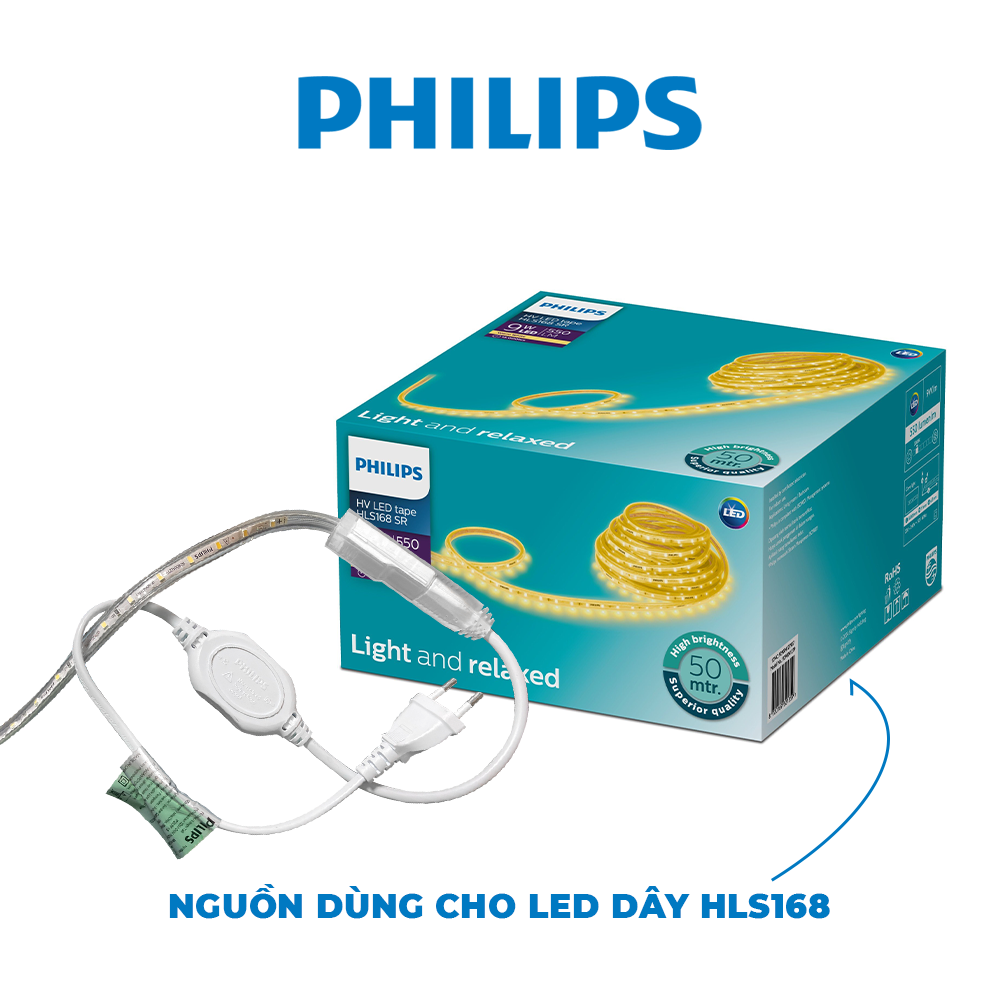 Đèn LED dây Philips HLS168 Cuộn 50m - Công suất 10W, ánh sáng vàng, ánh sáng trắng