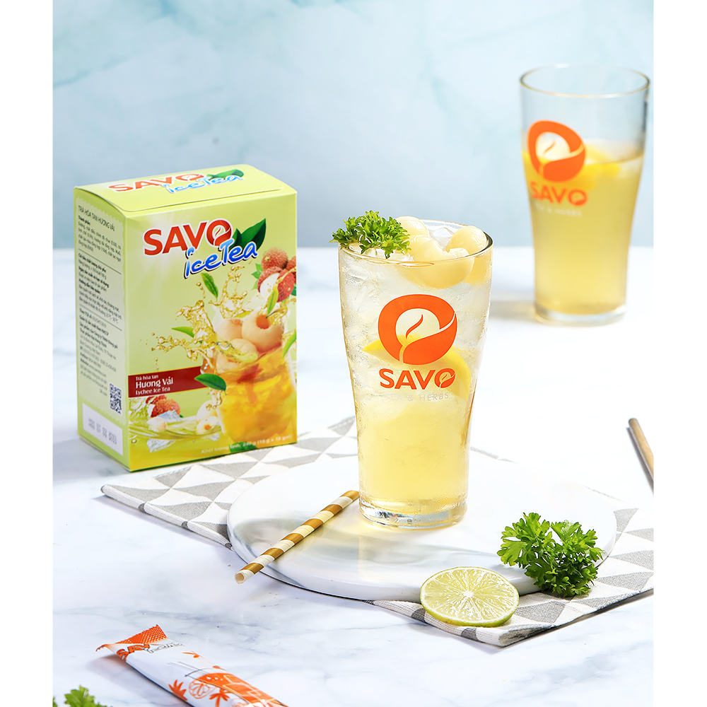 Trà SAVO Ice Tea  Vải ( Lychee Ice Tea ) - Hộp 16 gói x 15g