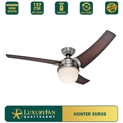 Quạt trần 3 cánh hiện đại HUNTER EURUS - Sải cánh 137cm, Tích hợp điều khiển từ xa, Hàng chính hãng