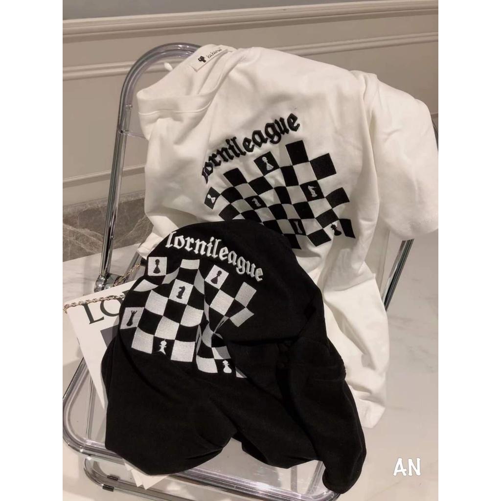 Áo Thun Bàn Cờ Trước - Áo thun tay lỡ form rộng Unisex 38-65kg Nam Nữ