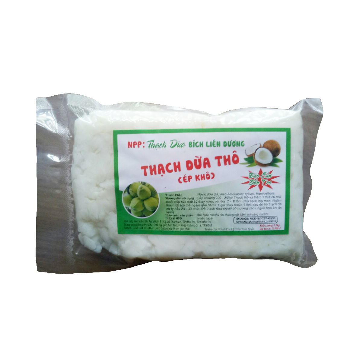 Thạch Dừa Ép Khô Dạng Thạch Miếng